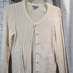 Vintage !! Laura Scott Ladies Sweater/Cardigan, cream color, size M